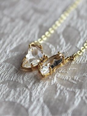 Gold Crystal Butterfly Pendant Necklace - Women Jewelry